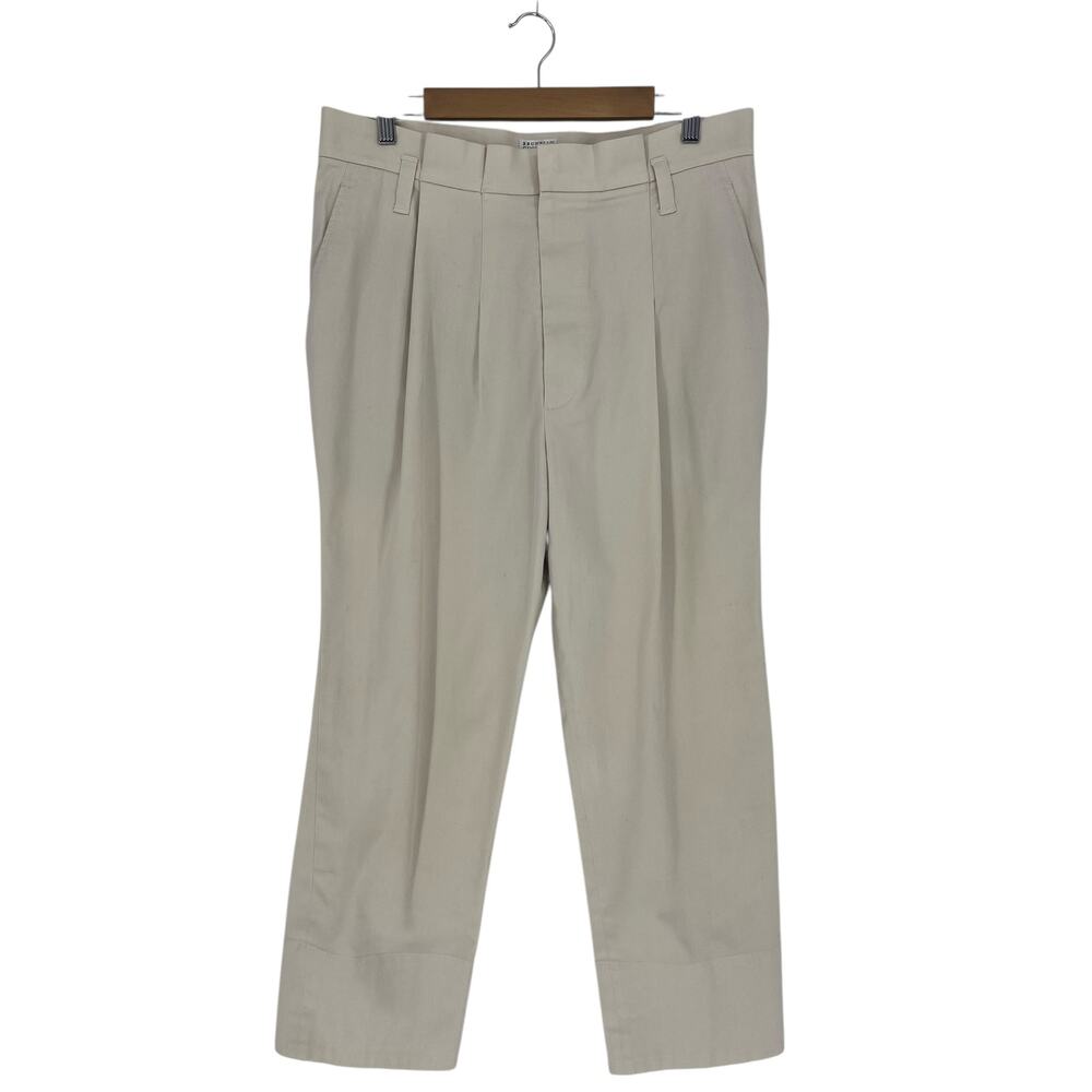 Brunello Cucinelli Pleated Cotton‎ Blend Ruffle Waistband Pants - Picture 2 of 13
